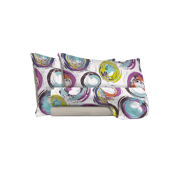 online Ensemble de draps avec impression dessus et dessous et taies d'oreiller Abstract Circles Différentes tailles