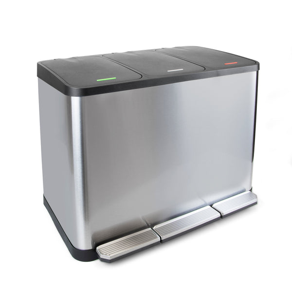 Conteneur Recycle Inox Emuca en Acier Inoxydable avec Compartiments Set 3X15 prezzo