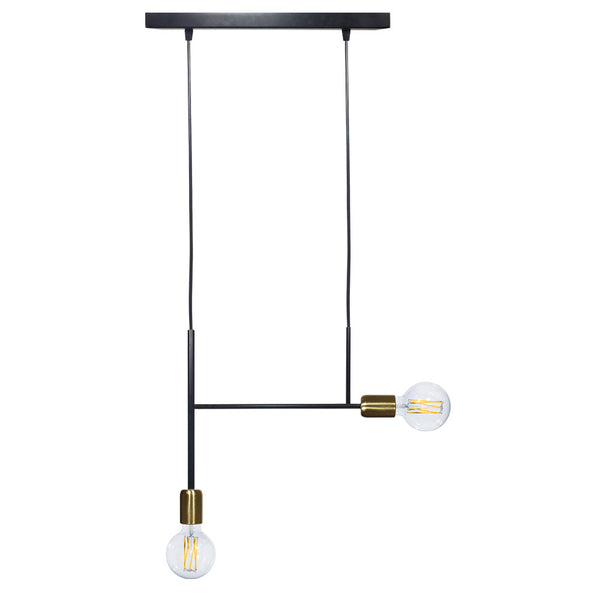 prezzo Suspension 2xE27 Cadre Peint Noir Or Satiné E-Energy Elvira