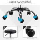 Set 2 Sgabelli Girevoli con Ruote Ø35.5x46-38 cm in Similpelle Nero