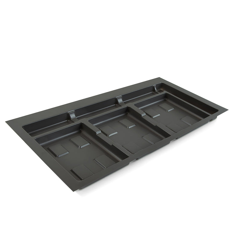 Base 3 Posti per Pattumiera Differenziata per Cassetti Cucina 90 cm in Plastica Emuca Grigio