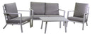 Set Salotto da Giardino Divano 2 Poltrone e Tavolino in Alluminio Boston Bianco