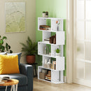 Libreria Asimmetrica a S a 5 Livelli 80x24x159 cm in Legno Bianco   