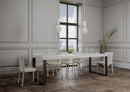 Tavolo Allungabile 140-400x90x77 cm Tecno Premium Bianco Frassino Telaio Antracite 