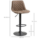Set 2 Sgabelli da Bar Altezza Regolabile e Girevoli in Finta pelle PU Marrone Scuro  
