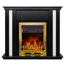 Camino Elettrico da Pavimento 95x110x27 cm Effetto Fiamma 2000W Gustavo & Galileo gold Nero/bianco