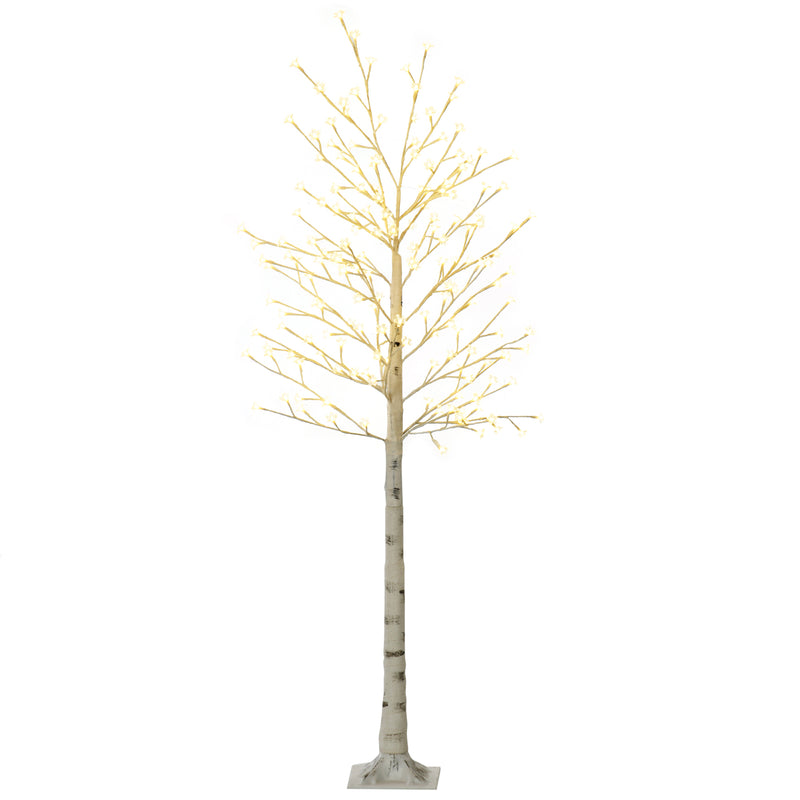 Albero di Natale 180 cm con 180 Luci LED 3 Livelli di Luminosità per Interni ed Esterni Bianco      