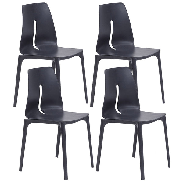 prezzo Lot de 4 Chaises Empilables 85x50x51 cm en Polypropylène et Fibre de Verre Lisbon Anthracite