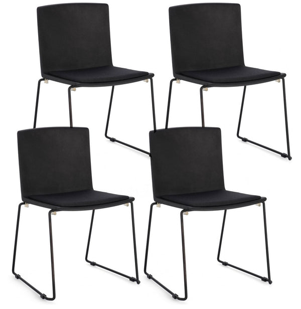 Lot de 4 chaises Giulia 43,5x50x79 cm en polyester noir et noir acquista