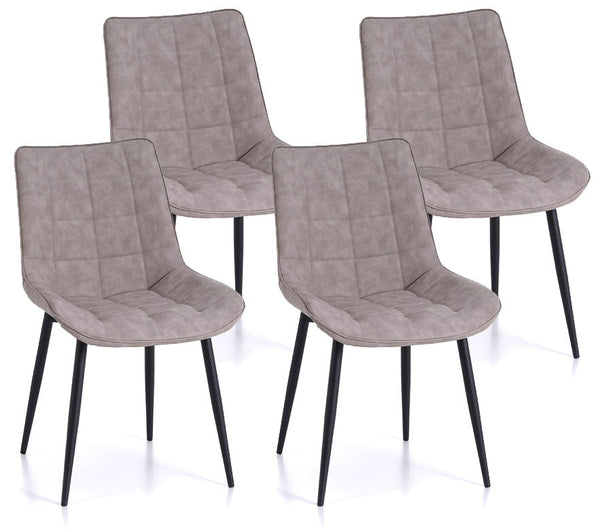 sconto Lot de 4 Chaises 49x52x85 cm en Simili Cuir Gris Tourterelle