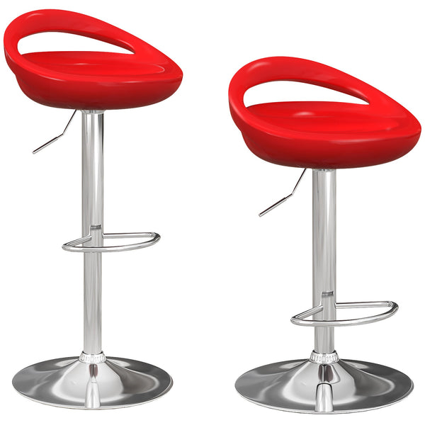 sconto Set 2 Sgabelli da Bar Altezza Regolabile Seduta in ABS Rosso