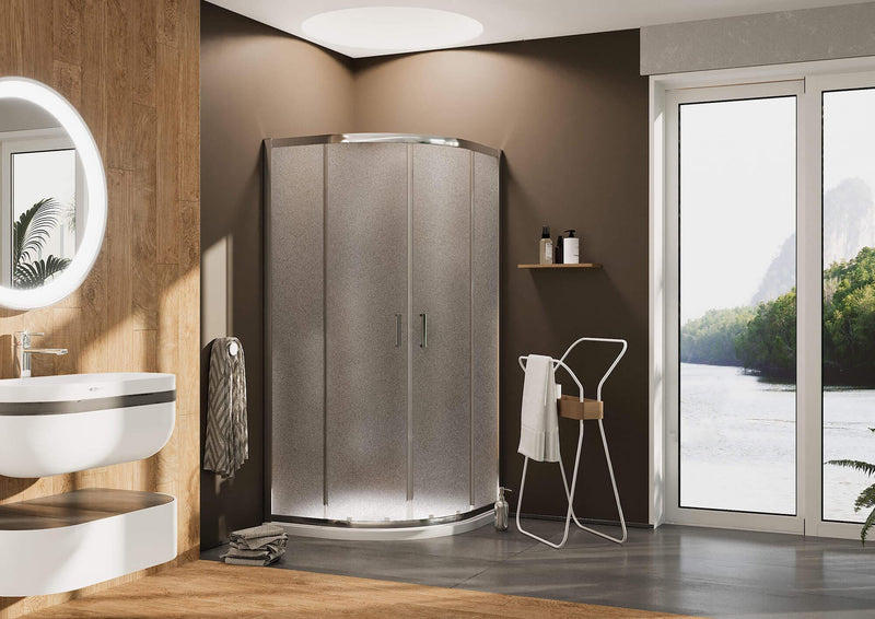 Box Doccia Angolare 2 Ante Scorrevoli in Cristallo Opaco 6mm H198 Fosterberg Dragor Varie Misure