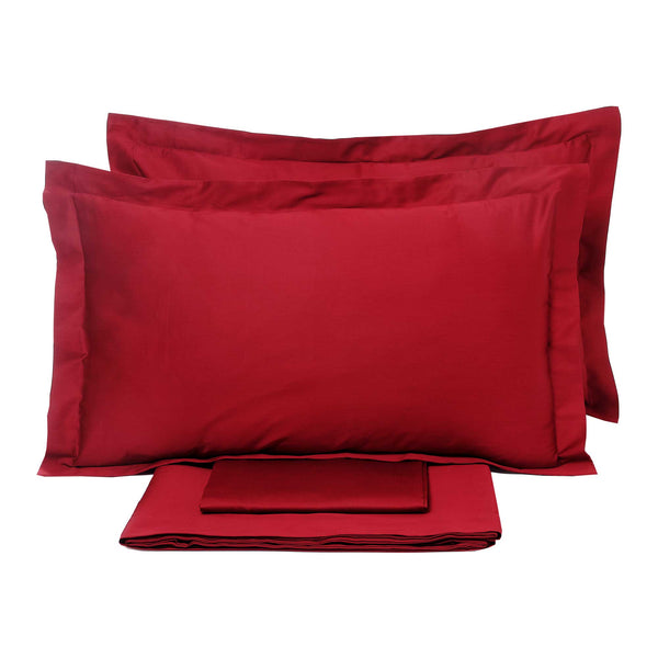 Ensemble de draps doubles dessus et dessous et taies d'oreiller unies Garrini Clarice Bordeaux prezzo