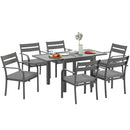 Set da Giardino con Tavolo Allungabile e 6 Sedie Impilabili con Cuscini Grigio     