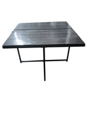 Set Tavolo e 4 Sedie da Giardino con Cuscini in Rattan PE e Acciaio Nero e Grigio Seconda Scelta