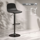 Set 2 Sgabelli da Bar con Schienale e Altezza Regolabile in Pelle PU Nero  