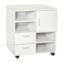 Mobile TV in Legno 2 Cassetti e 1 Anta Bianco 60x65x35 cm 