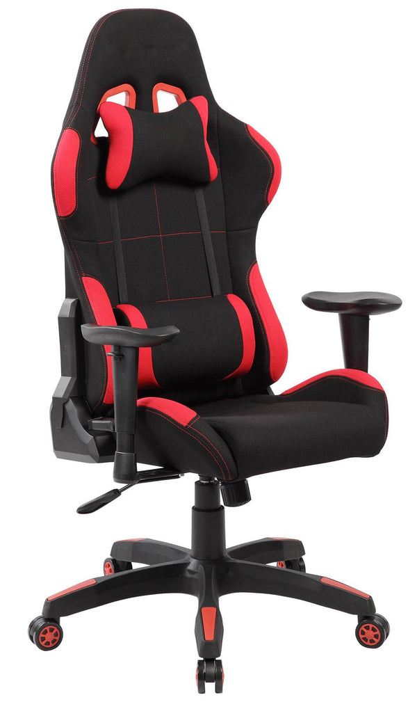 acquista Chaise Gaming Ergonomique 72x57x134 cm en Tissu Noir et Rouge