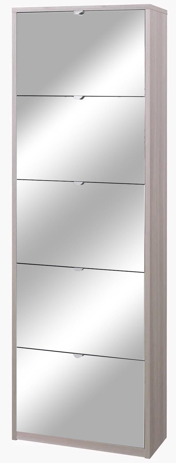 Meuble à Chaussures 5 Portes avec Miroir 63x190x29 cm Orme Clair online