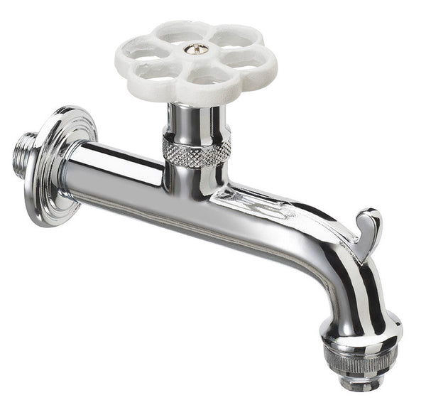 sconto Robinet pour Fontaine de Jardin en Laiton Chromé avec Anneau Coloré Belfer RUB/018 Blanc