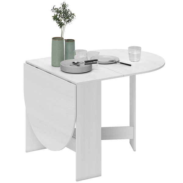 acquista Tavolo Pieghevole da Pranzo 163x80x75 cm con 2 Ribalte Ovale in Legno Bianco