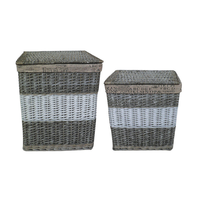 Set 2 Portabiancheria Rettangolare in Vimini Fadi