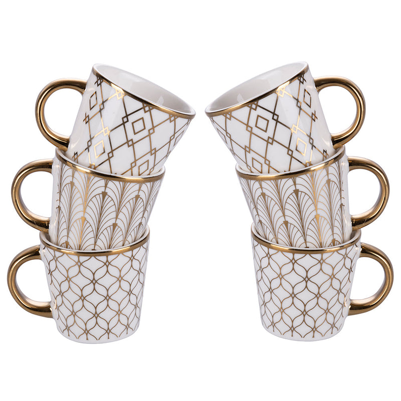 Set 6 Tazzine da Caffè Ø6x5,5 cm in New Bone China VdE Tivoli 1996 Charleston