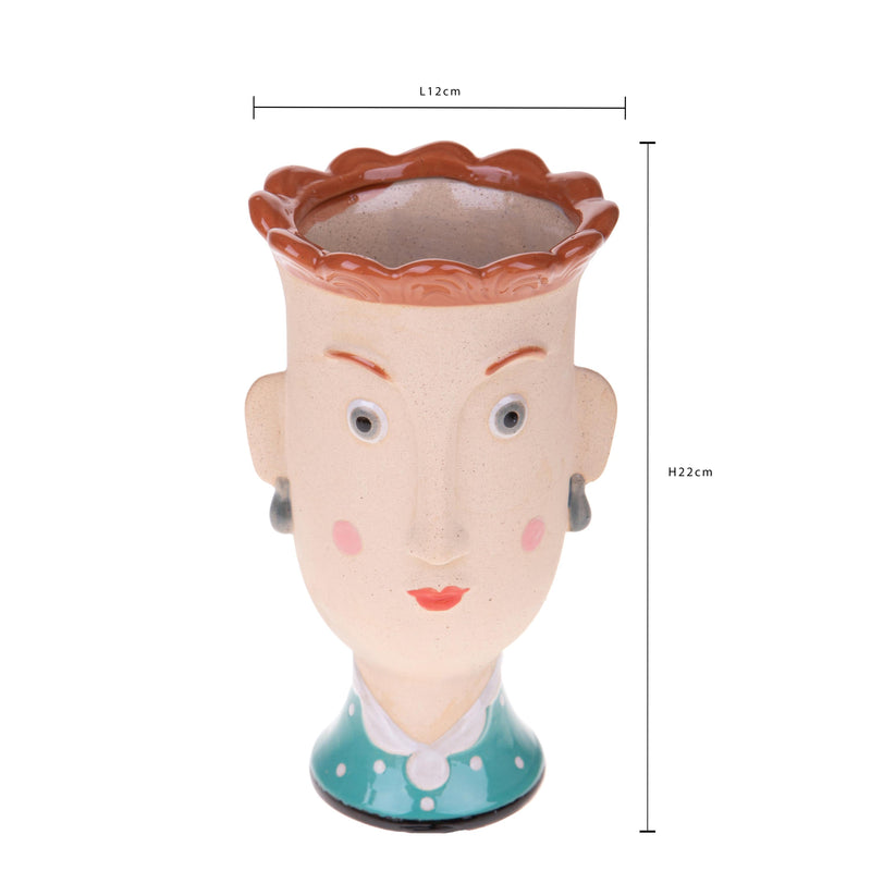 Set 2 Vasi Testa Donna Ø 12x H 22 cm