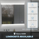 Specchio Bagno Contenitore 90x15x75 cm con Luce LED Dimmerabile a 3 Colori Ante Soft Close Ripiani Regolabili e Interruttore Touch in MDF e Vetro Bianco      