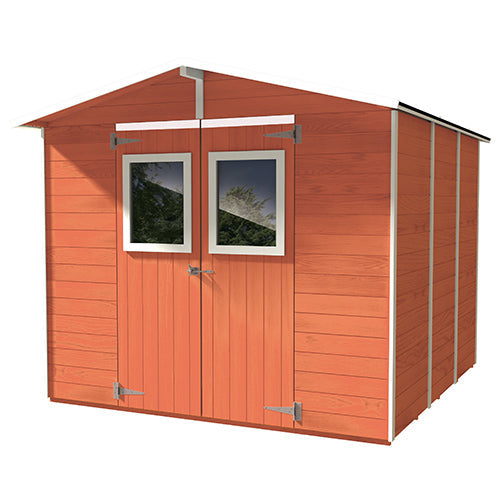 Casetta Box Cabine en Bois de Saumon pour Outils avec 2 Portes et Fenêtres 238X305X214Cm  acquista