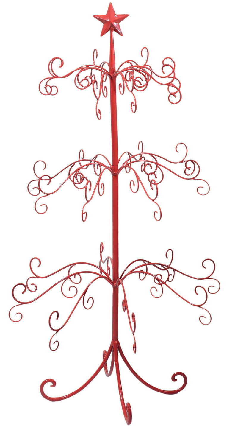 Albero di Natale in Metallo Ø58x105,5cm Rosso