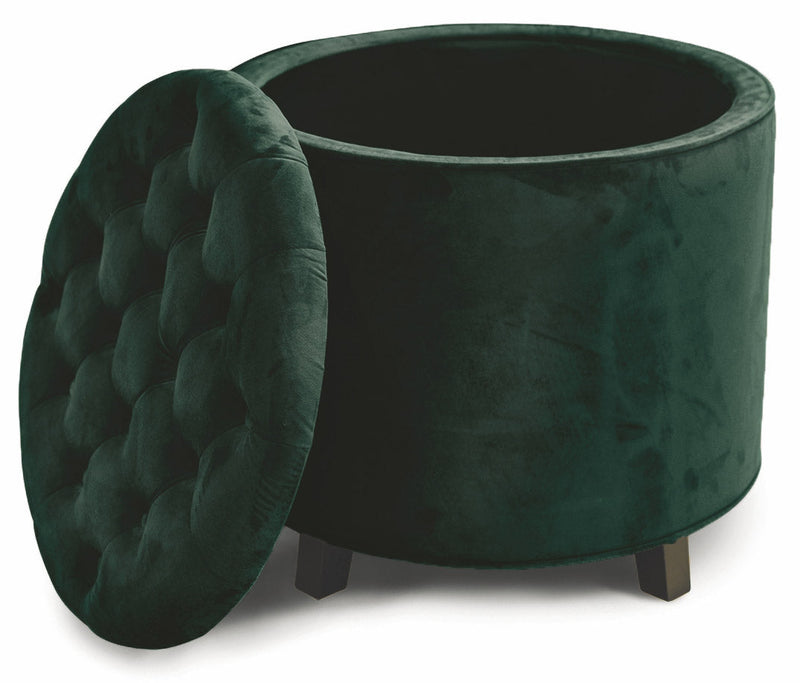 Pouf Poggiapiedi Contenitore Ø55x55 cm in Velluto Soriani Verde