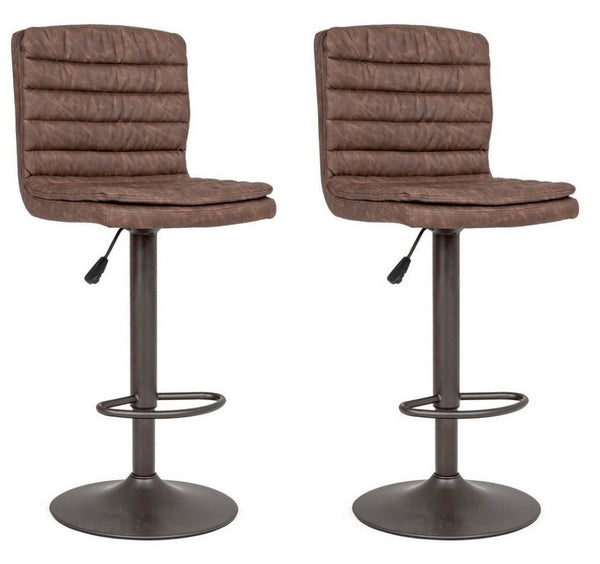 sconto Lot de 2 tabourets de bar 41x50x94,5/115,5h cm Connor Vintage marron