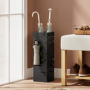 Portaombrelli Moderno 15,5x15,5x49 cm con Raccogligocce e Ganci in Metallo Nero      