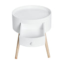 Tavolino da Salotto Moderno con Cassetto in Legno Bianco Ø38x45 cm 