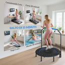Mini Trampolino Fitness Ø114 cm Pieghevole con Manubrio Regolabile in Altezza Blu e Nero      