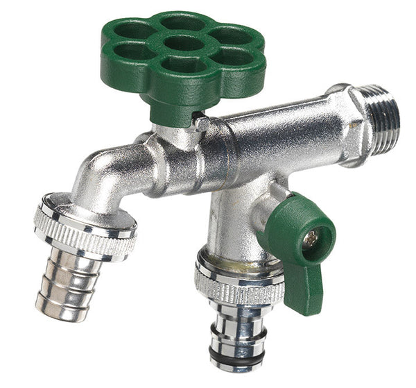 Rubinetto a Sfera Doppio per Fontana da Giardino con Fiore e Leva Colorate Belfer RUB/030 Verde acquista