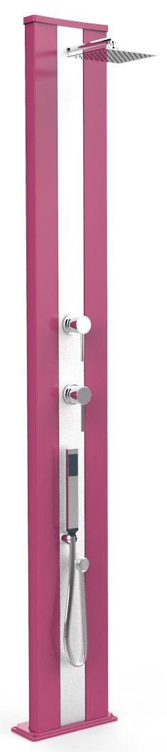 Doccia Solare da Esterno Giardino 40L Miscelatore e Doccetta Mobile Arkema Dada S Fascia Inox Fuxia acquista