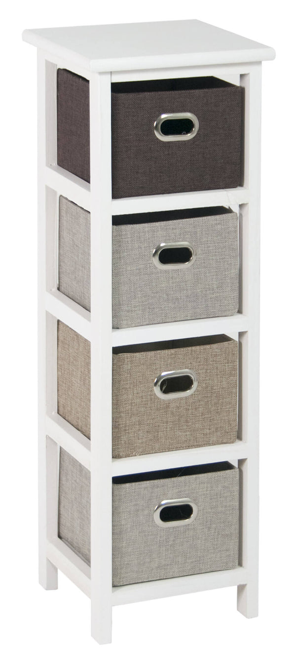 sconto Commode 4 Paniers 25x25x73,5 cm en Bois Massif Fumer Thea Blanc