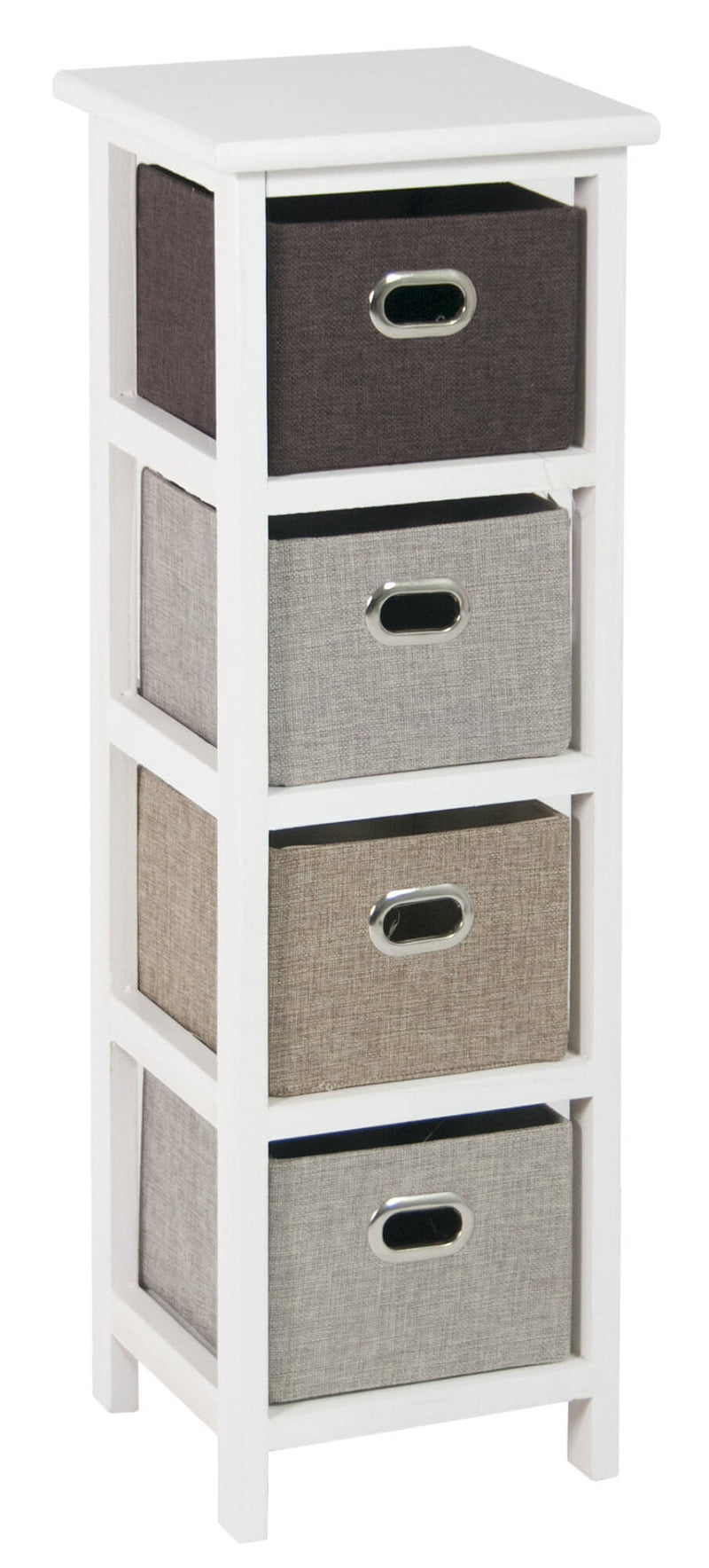 Cassettiera 4 Cesti 25x25x73,5 cm in Legno Massello Fumer Thea Bianca