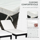 Set 2 Lettini Prendisole in Acciaio Nero con Cuscino Crema 