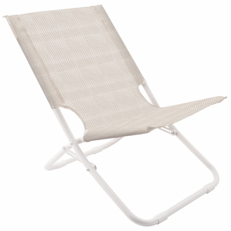 Set 3 Sedie Mare Spiaggine Pieghevoli in Acciaio Soriani Text Ecrù Melange