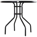 Tavolino da Giardino in Acciaio con Piano in Vetro Temperato Ø80x72 cm 