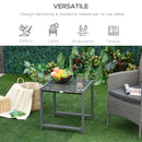 Tavolo da Giardino in Alluminio e Rattan Sintetico Grigio 50x49.5x50 cm 