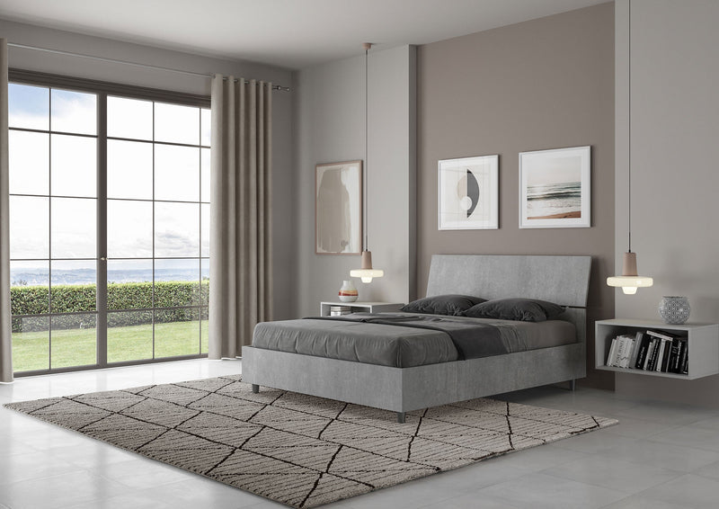 Letto Matrimoniale Francese Demas Testata Inclinata  Cemento Varie Misure