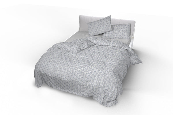 acquista Housse de couette double avec taies d'oreiller imprimées en pur coton Floyd Grey
