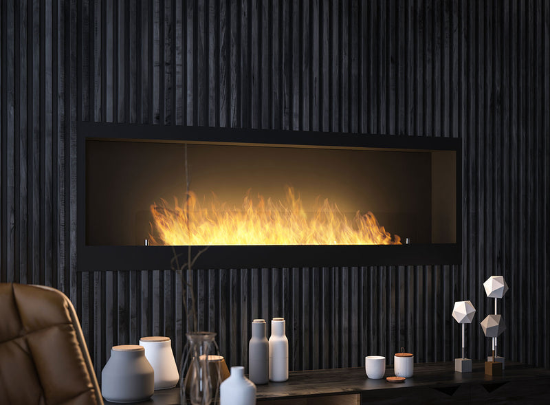 Camino a Bioetanolo da Incasso 50x22x150 cm Inside 1500 Nero con Vetro