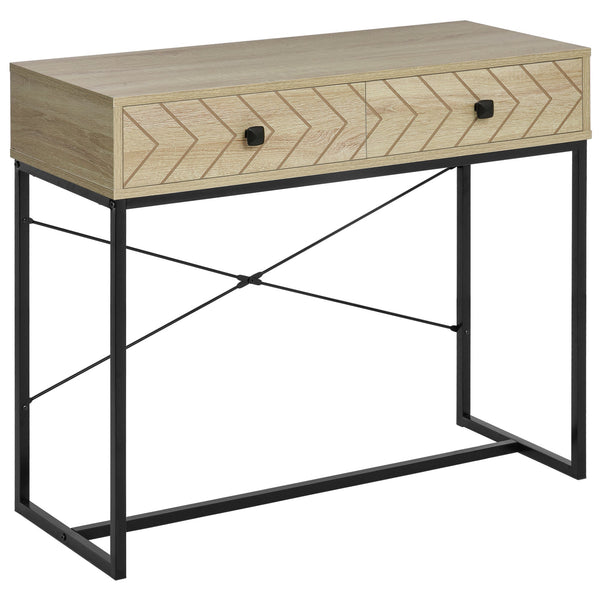 online Table Console d'Entrée 2 Tiroirs 90x35x76 cm en Bois et Métal