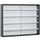Rangement pour tableau d'affichage suspendu 80x9,5x60 cm avec portes coulissantes en verre noir et blanc
