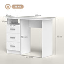 Scrivania 100x40x75 cm con 3 Cassetti e Vano a Giorno in Legno Bianco  
